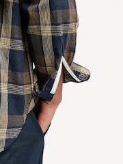 Universal Works Blue Travail Navy/Brown Lincot Big Check Overshirt - Image 6 of 8