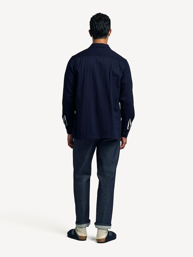 Universal Works Blue Regular Fit Utility Herringbone Rec Shirt - Image 2 of 7