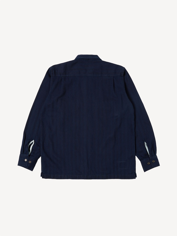Universal Works Blue Regular Fit Utility Herringbone Rec Shirt - Image 7 of 7