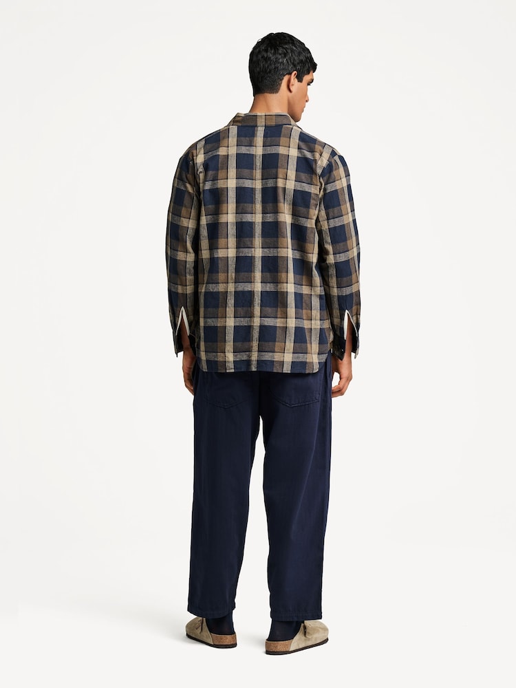 Universal Works Blue Hi Water Herringbone Loose Cropped Trousers - Image 2 of 6 Universal Works Blue Hi Water Herringbone Loose Cropped Trousers - Image 2 of 6