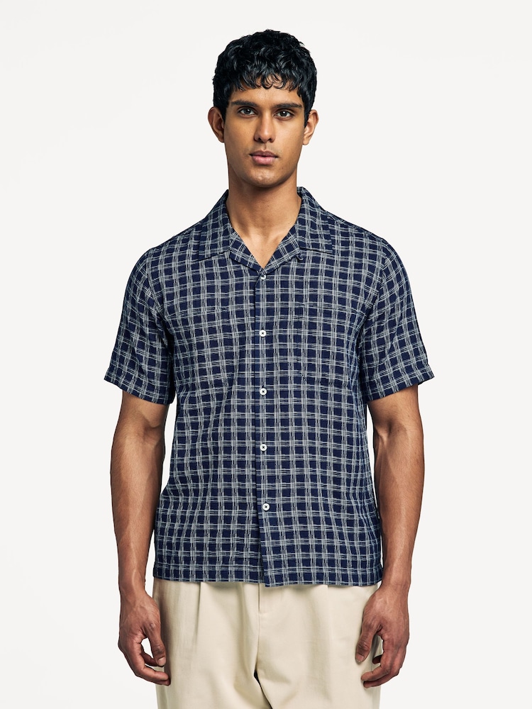 Universal Works Blue Regular Fit Sal Road Check Shirt - Image 1 of 6