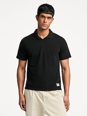Universal Works Black Vacation Piquet Polo Shirt - Image 1 of 8