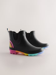 Little Bird by Jools Oliver Black Adults Rainbow Welly Boots - Image 1 of 6