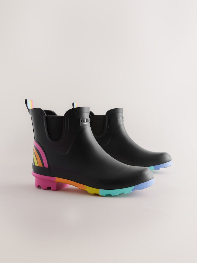 Little Bird by Jools Oliver Black Adults Rainbow Welly Boots - Image 1 of 6