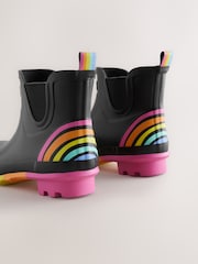 Little Bird by Jools Oliver Black Adults Rainbow Welly Boots - Image 3 of 6