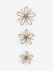 Set of 3 Gold Metal Flower Wall Plaques - Image 4 of 6