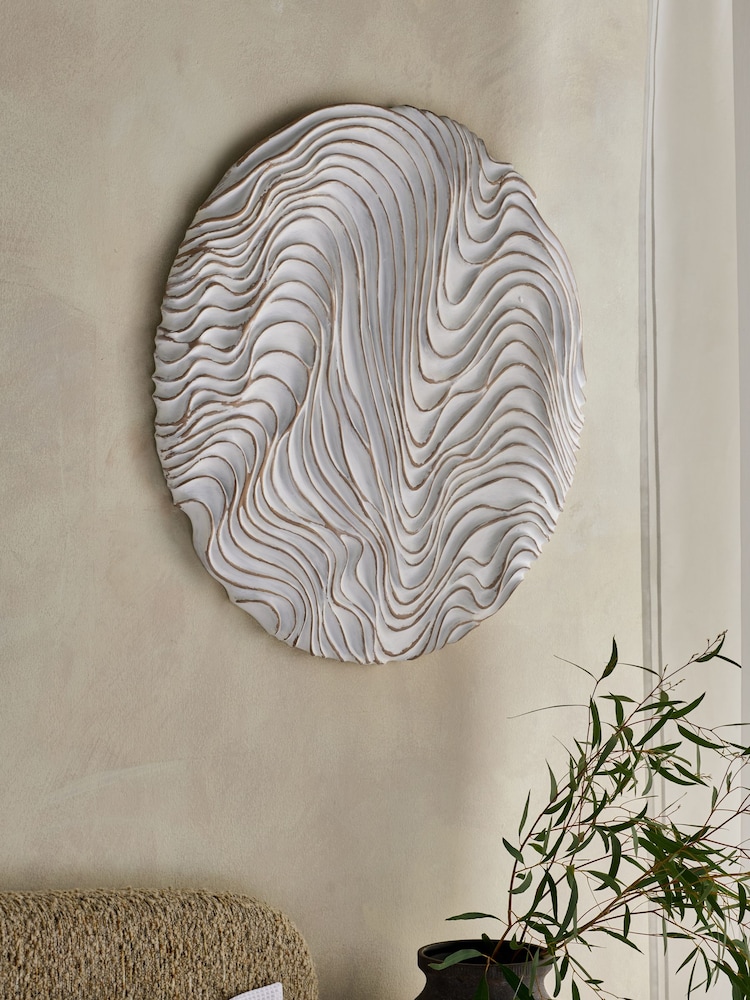 White XL Circle Pleat Texture Wall Plaque - Image 2 of 5 White XL Circle Pleat Texture Wall Plaque - Image 2 of 5
