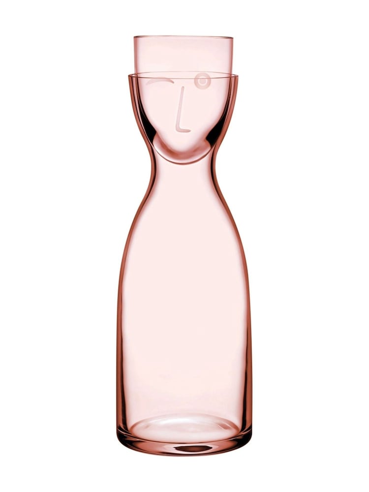 Nude Dusty Rose Mr. and Mrs. Tall Night Water Jug and Glass Set - Image 2 of 5