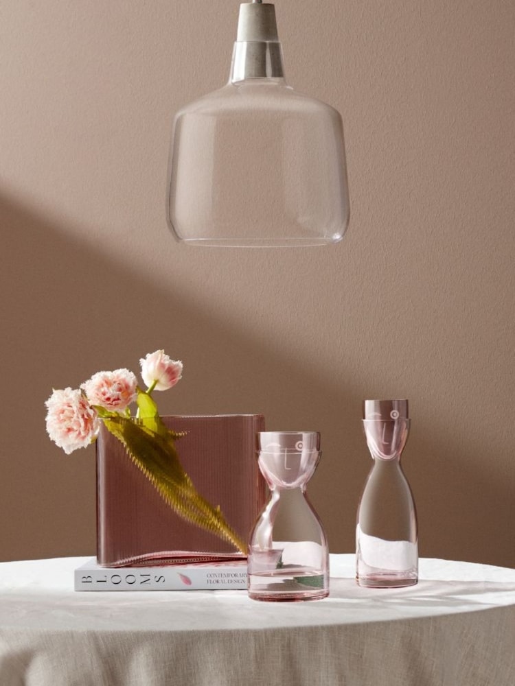 Nude Dusty Rose Mr. and Mrs. Tall Night Water Jug and Glass Set - Image 5 of 5