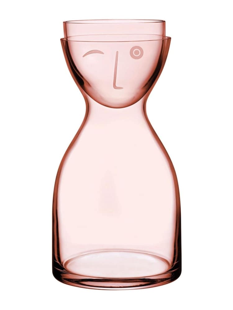 Nude Dusty Rose Mr. and Mrs. Short Night Water Jug and Glass Set - Image 2 of 5