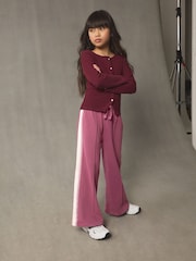 Burgandy Red Side Stripe Wide Leg Joggers (3-16yrs) - Image 1 of 6