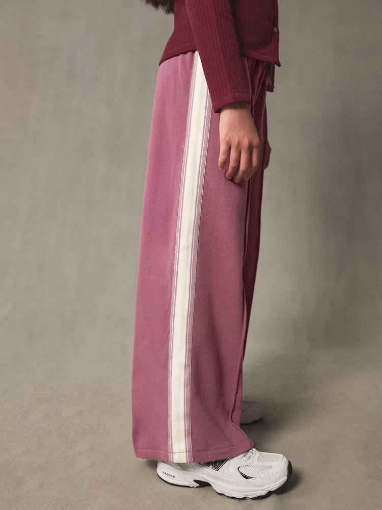 Burgandy Red Side Stripe Wide Leg Joggers (3-16yrs) - Image 2 of 6