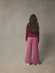 Burgandy Red Side Stripe Wide Leg Joggers (3-16yrs) - Image 3 of 6