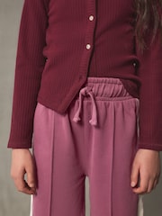 Burgandy Red Side Stripe Wide Leg Joggers (3-16yrs) - Image 4 of 6