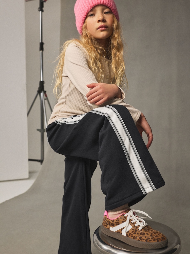 Black Side Stripe Wide Leg Joggers (3-16yrs) - Image 2 of 8