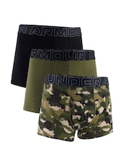 Under Armour Green Performance Cotton Print 6 inch Boxers 3 Pack - Image 1 of 4