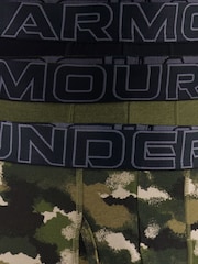 Under Armour Green Performance Cotton Print 6 inch Boxers 3 Pack - Image 2 of 4