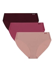 Under Armour Pink No Show Pure Stretch Bikinis 3 Pack - Image 1 of 5