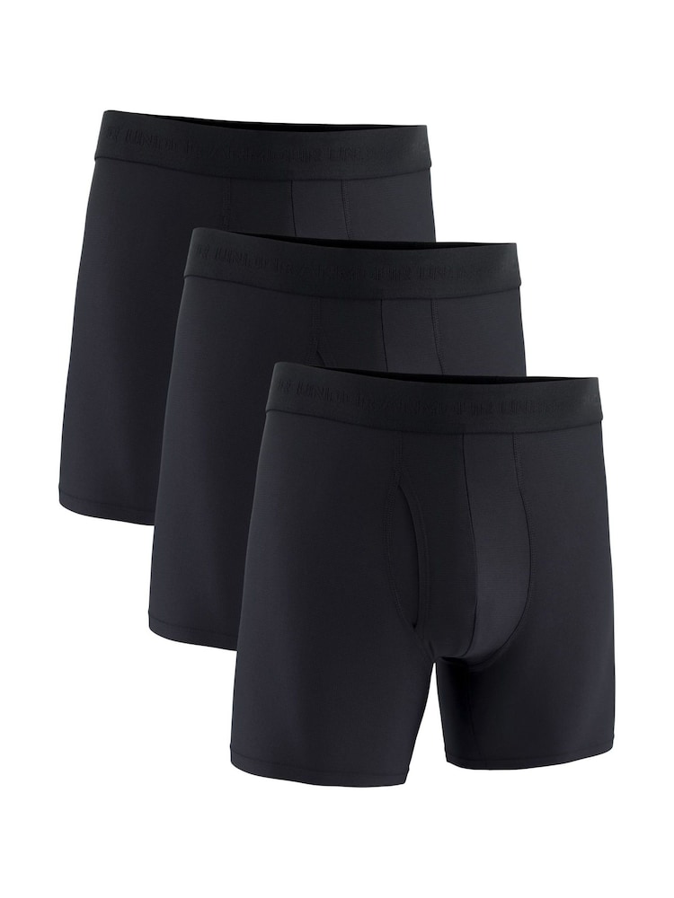 Under Armour Black Performance Tech Mesh Solid 6 inch Boxers 3 Pack - Image 1 of 5