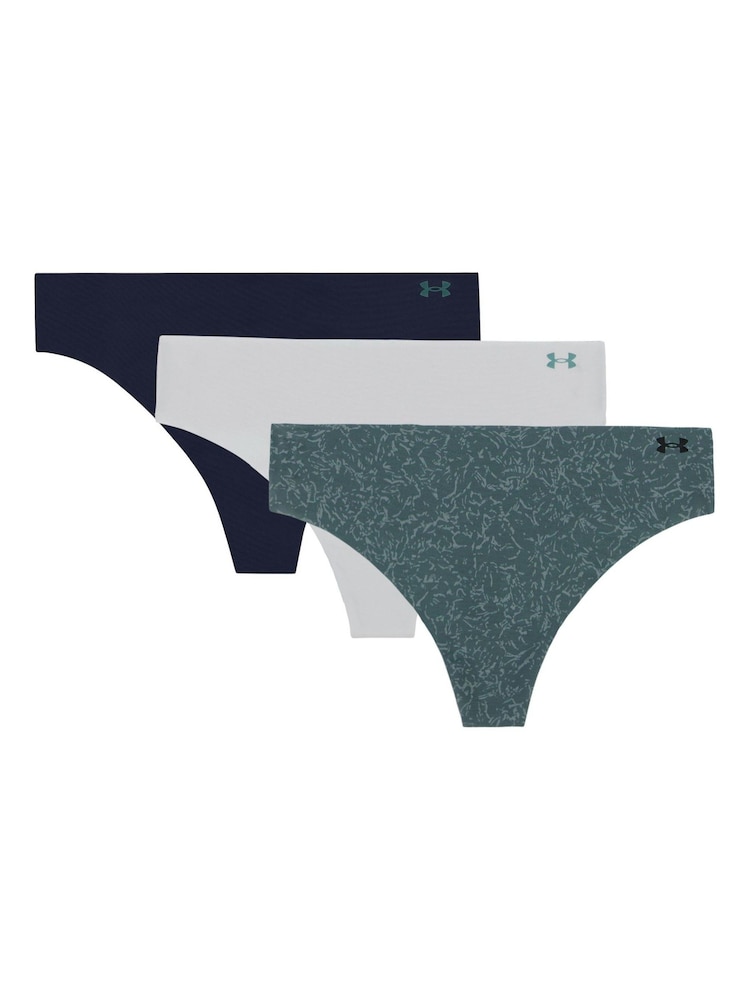Under Armour Blue Pure Stretch No Show Thongs 3 Pack - Image 1 of 5