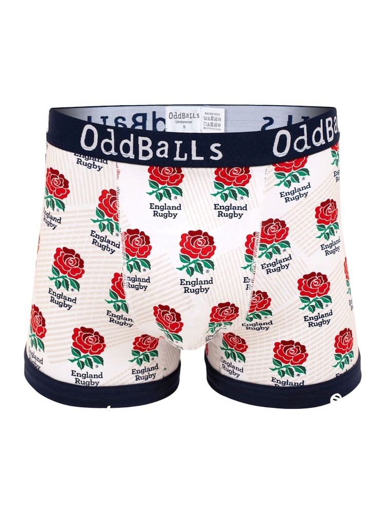 OddBalls White Mens England Rugby Union Boxer Shorts - Image 1 of 4