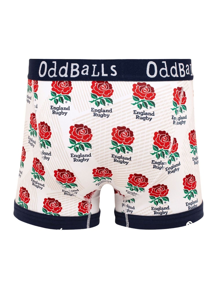 OddBalls White Mens England Rugby Union Boxer Shorts - Image 2 of 4