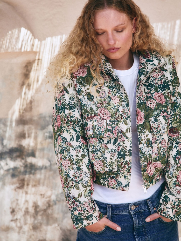Tapestry Floral Zip Through Jacket - Image 1 of 9 Tapestry Floral Zip Through Jacket - Image 1 of 9