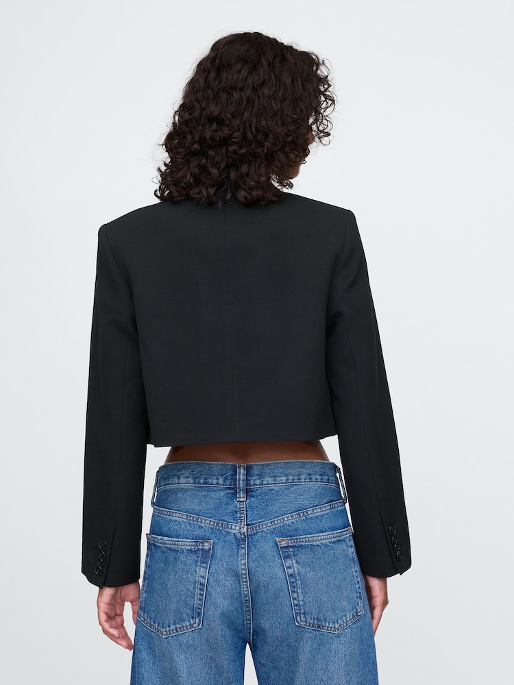 Gap Black Cropped Blazer Jacket - Image 2 of 5