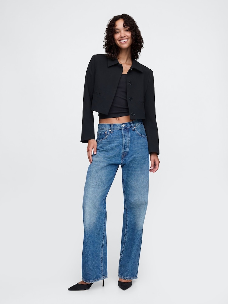 Gap Black Cropped Blazer Jacket - Image 3 of 5