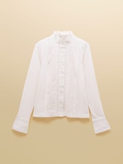 Joules Felicity White Lace Insert Jersey Shirt - Image 8 of 8