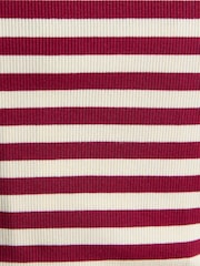 Joules Sophie Burgundy Red/Cream Long Sleeve Ribbed Fitted Top - Image 8 of 9