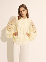 Bardot Yellow Libbie Lace Long Sleeve 100% Cotton Blouse - Image 1 of 5