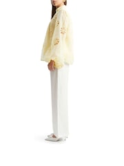Bardot Yellow Libbie Lace Long Sleeve 100% Cotton Blouse - Image 3 of 5