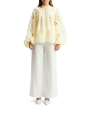 Bardot Yellow Libbie Lace Long Sleeve 100% Cotton Blouse - Image 5 of 5