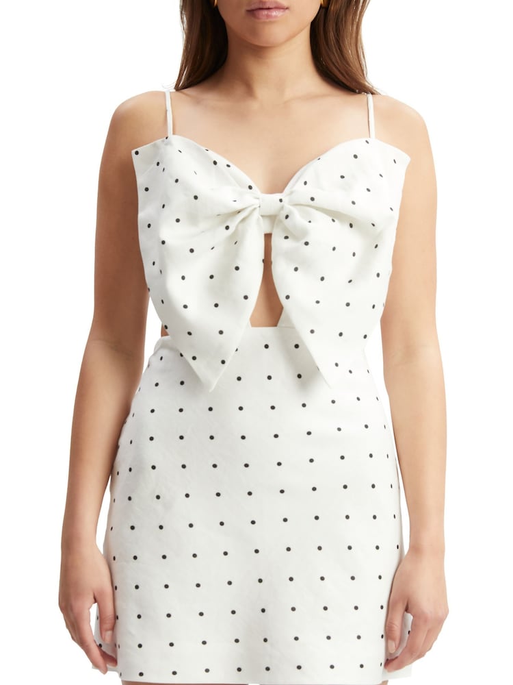 Bardot White Vieda Linen Bow Mini Dress - Image 4 of 5