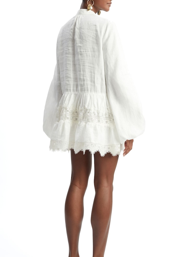 Bardot White Antonia Lace Trim Mini Dress - Image 2 of 5