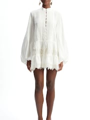 Bardot White Antonia Lace Trim Mini Dress - Image 3 of 5