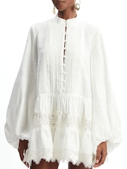 Bardot White Antonia Lace Trim Mini Dress - Image 4 of 5