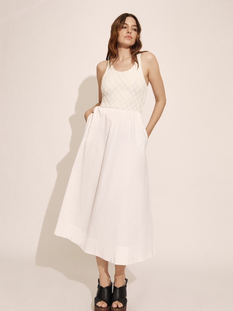 Bardot White Bryony Lace Poplin Midi Dress - Image 1 of 1