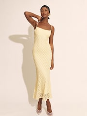 Bardot Yellow Adoni Mesh Midi Dress - Image 1 of 5