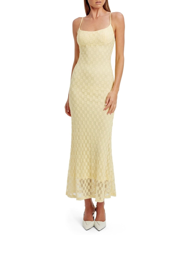 Bardot Yellow Adoni Mesh Midi Dress - Image 4 of 5