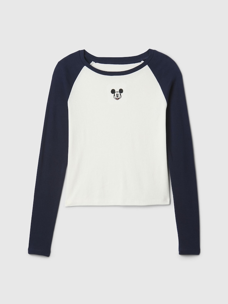 Marineblauw met Mickey mouse - Gap Disney Raglan T-shirt met lange mouwen (4 - 13 jr) - Image 4 of 5