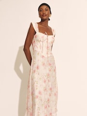 Bardot Pink Esra Printed Midi Dress - Image 1 of 6