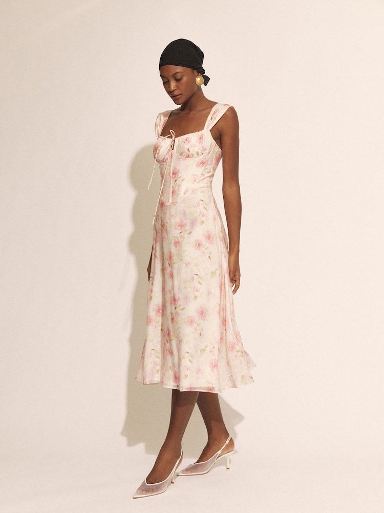 Bardot Pink Esra Printed Midi Dress - Image 3 of 6