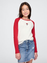 Gap Red Minnie Mouse Disney Raglan Long Sleeve T-Shirt (4-13yrs) - Image 1 of 5