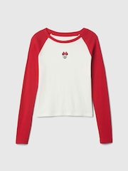 Gap Red Minnie Mouse Disney Raglan Long Sleeve T-Shirt (4-13yrs) - Image 4 of 5