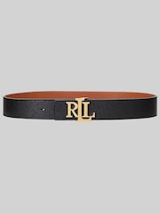 Lauren Ralph Lauren obojestransko (nošenje) Pebbled črna Leather Wide pasovi - Slika 1 iz 3