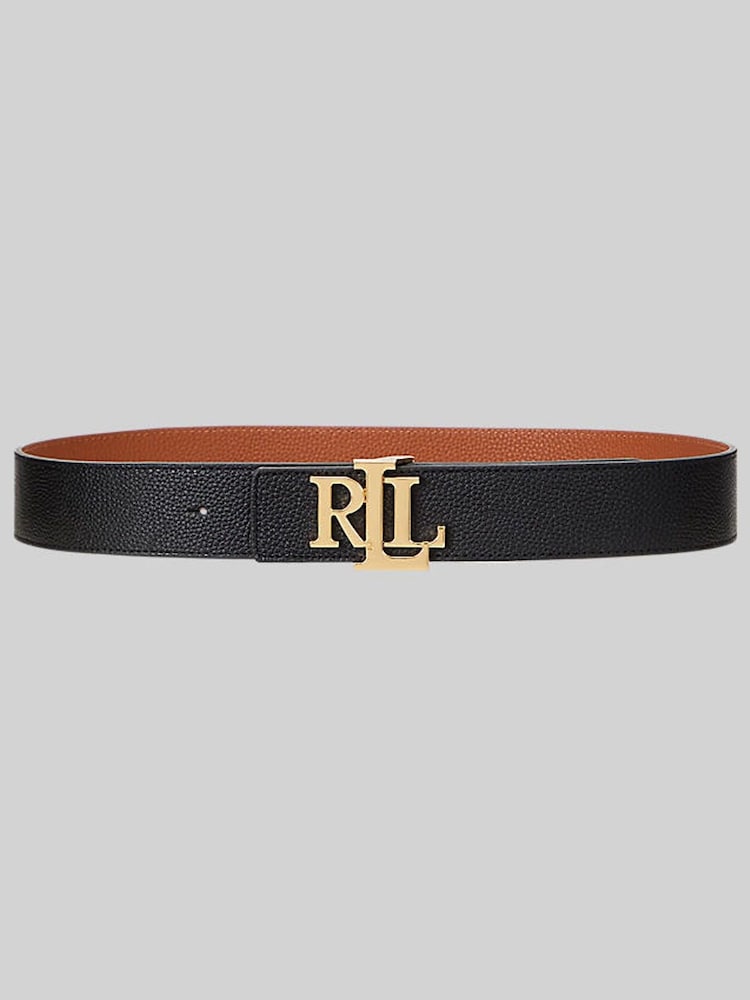 Lauren Ralph Lauren obojestransko (nošenje) Pebbled črna Leather Wide pasovi - Slika 1 iz 3