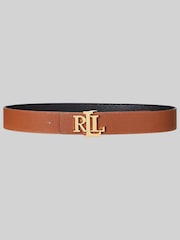 Lauren Ralph Lauren obojestransko (nošenje) Pebbled črna Leather Wide pasovi - Slika 2 iz 3