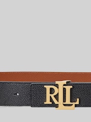 Lauren Ralph Lauren obojestransko (nošenje) Pebbled črna Leather Wide pasovi - Slika 3 iz 3